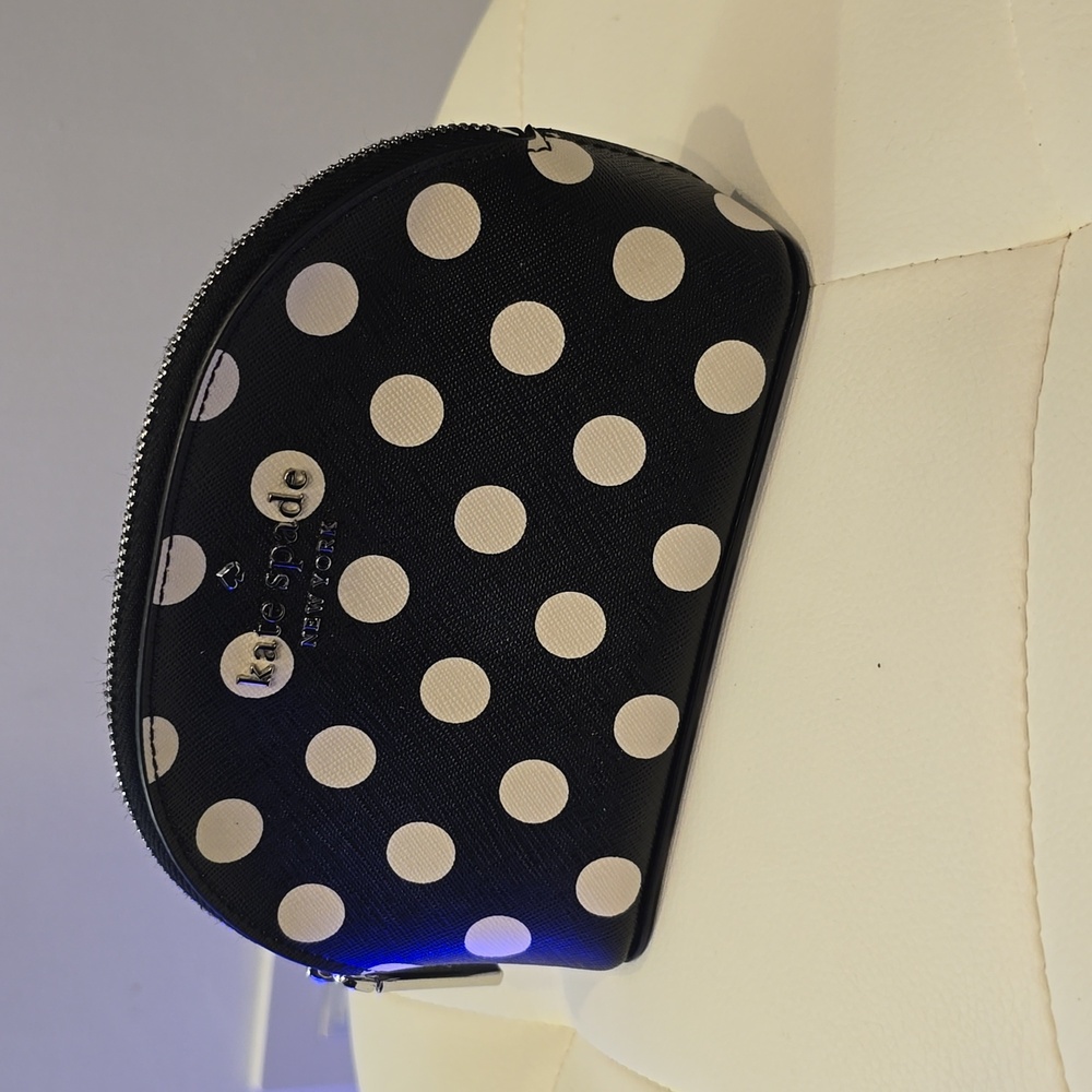 Kate spade polka sunshine dot cosmetic case Morgan Small Zip Bag Black White
